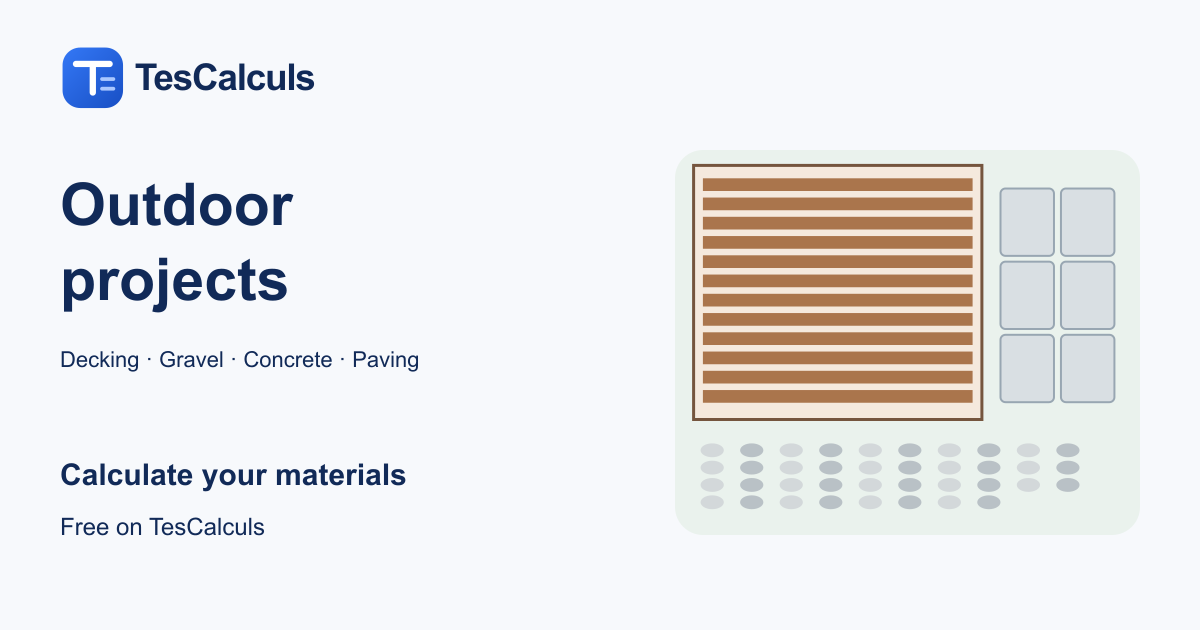 Illustration of decking, gravel and paving for planning outdoor work